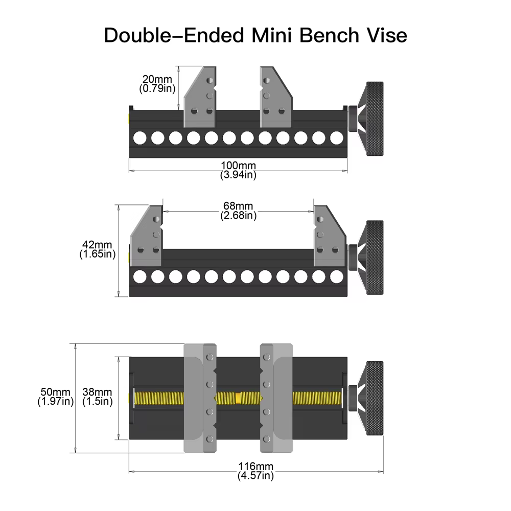 Étau de banc double extrémité ARROWMAX avec support fixe pour perceuses – Série Mini