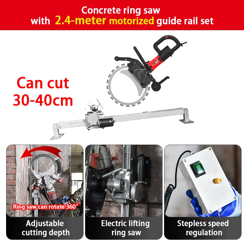 Scie à anneau pour béton 220V-240V avec rail de 2