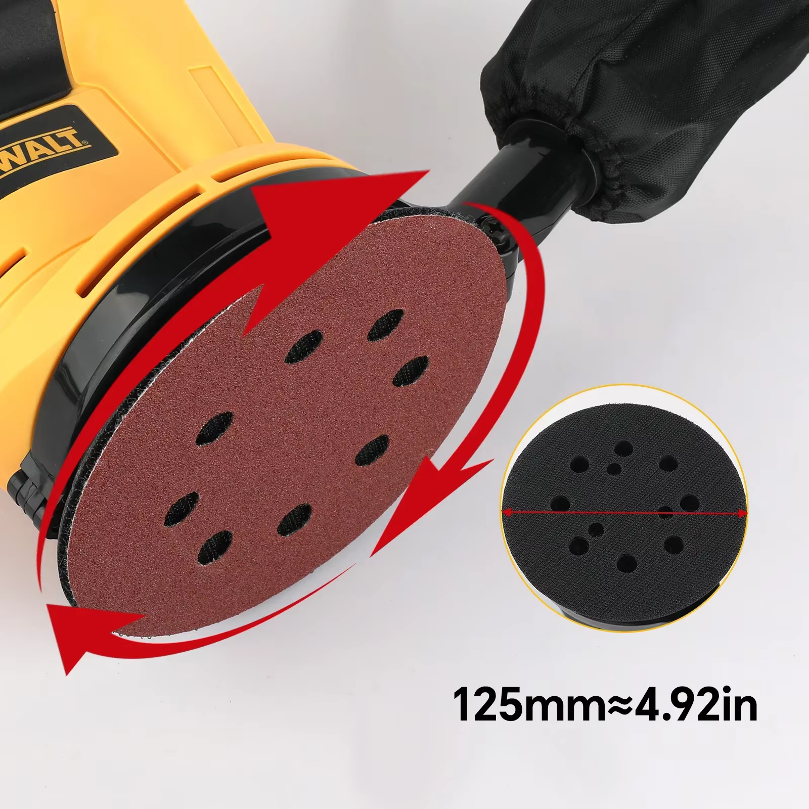 Ponceuse orbitale DEWALT 18V/20V avec aspiration des poussières pour le polissage du bois intensif dans la construction et l'atelier