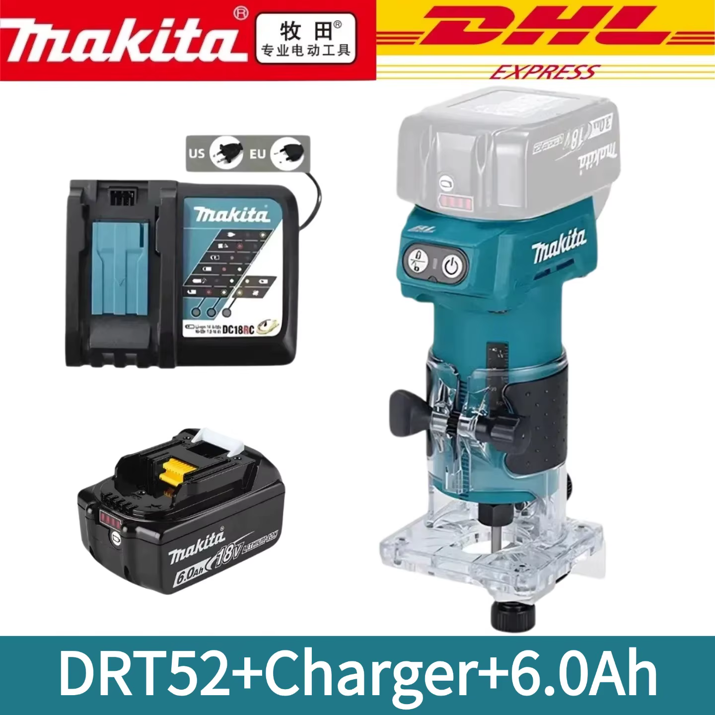Nouvelle Défonceuse Compacte Sans Fil Makita DRT52 18V LXT