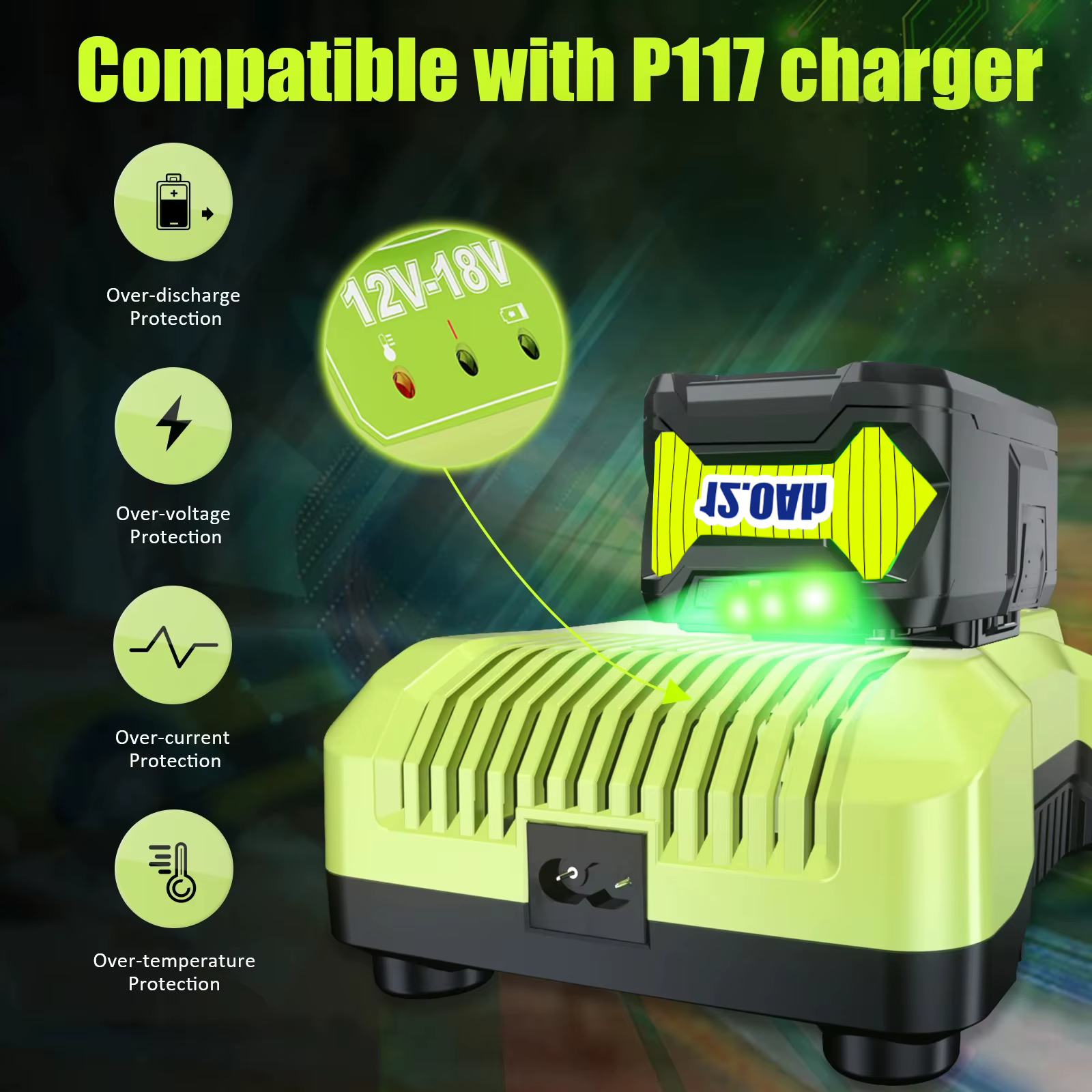 12Ah pour batterie RYOBI 18V P108 18V One + Plus