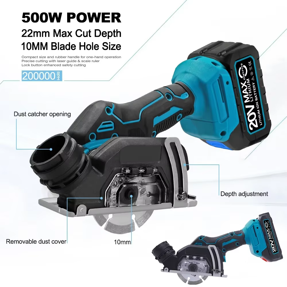 Petite Machine de découpe électrique sans fil de 3 pouces, compacte, 76MM, 20000 tr/min, Mini meuleuse d'angle pour batterie Lithium-Ion 18V