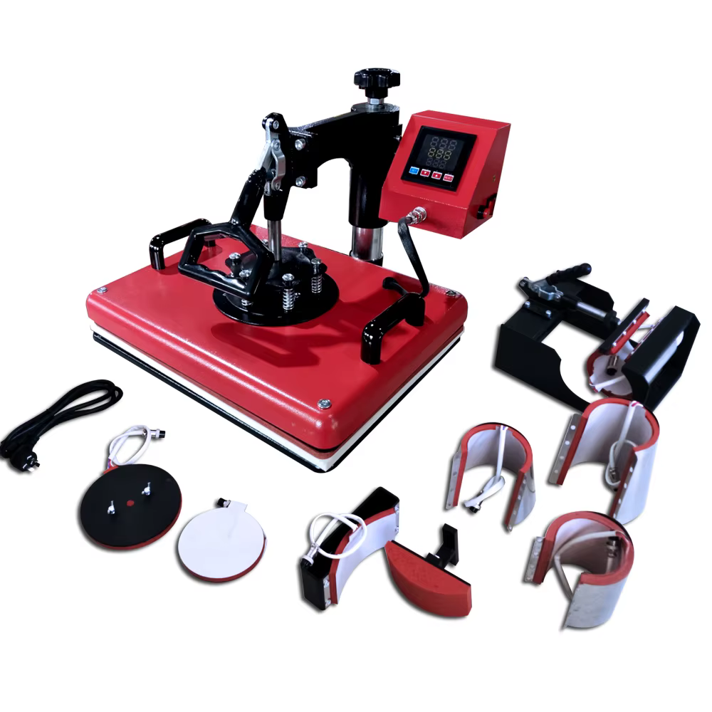 Presse à Chaud Manuelle Multifonction 5-en-1 de Haute Qualité 38x38cm (15x15 pouces) Certifiée CE 110V/220V à Plat