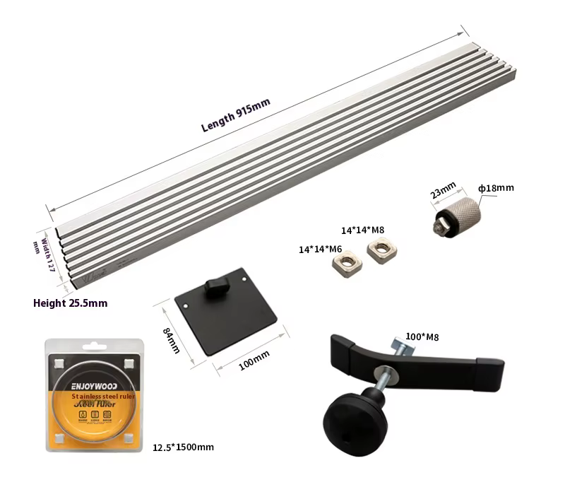 ENChain-Système de clôture de scie de table en alliage d'aluminium YWOOD
