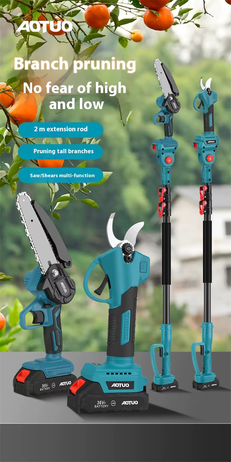 Tronçonneuse électrique à long manche pour l'élagage