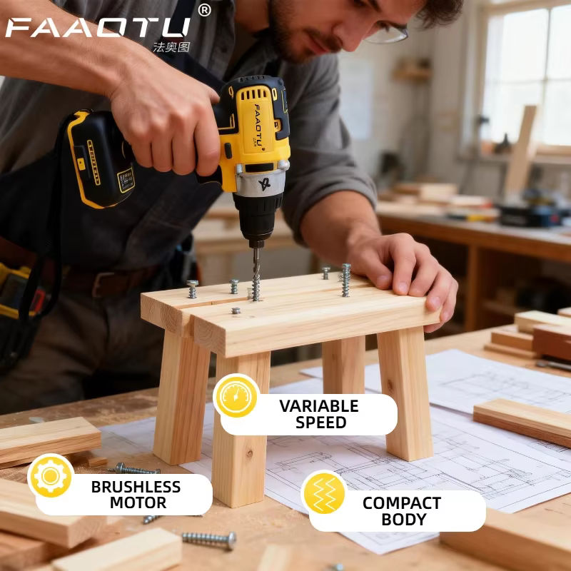 FAAOTU DCF887 Perceuse à percussion sans fil, tournevis électrique, perceuse à percussion, compatible avec la batterie Dewalt 20V, SANS batterie