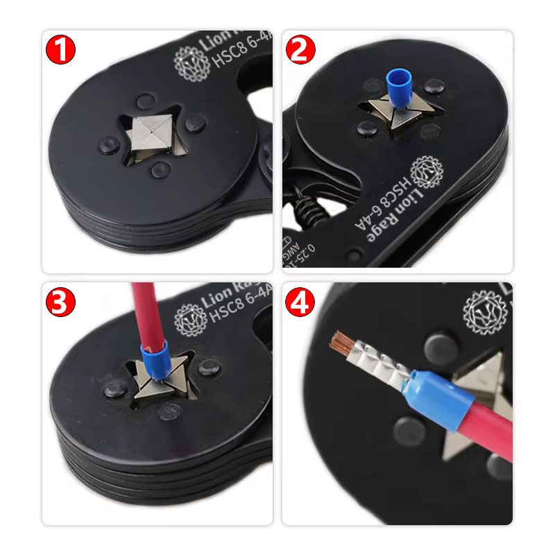 Outil de sertissage HSC8 6-4 0.25-10mm pour bornes tubulaires de virole 2 23-7AWG jeu de pinces à sertir