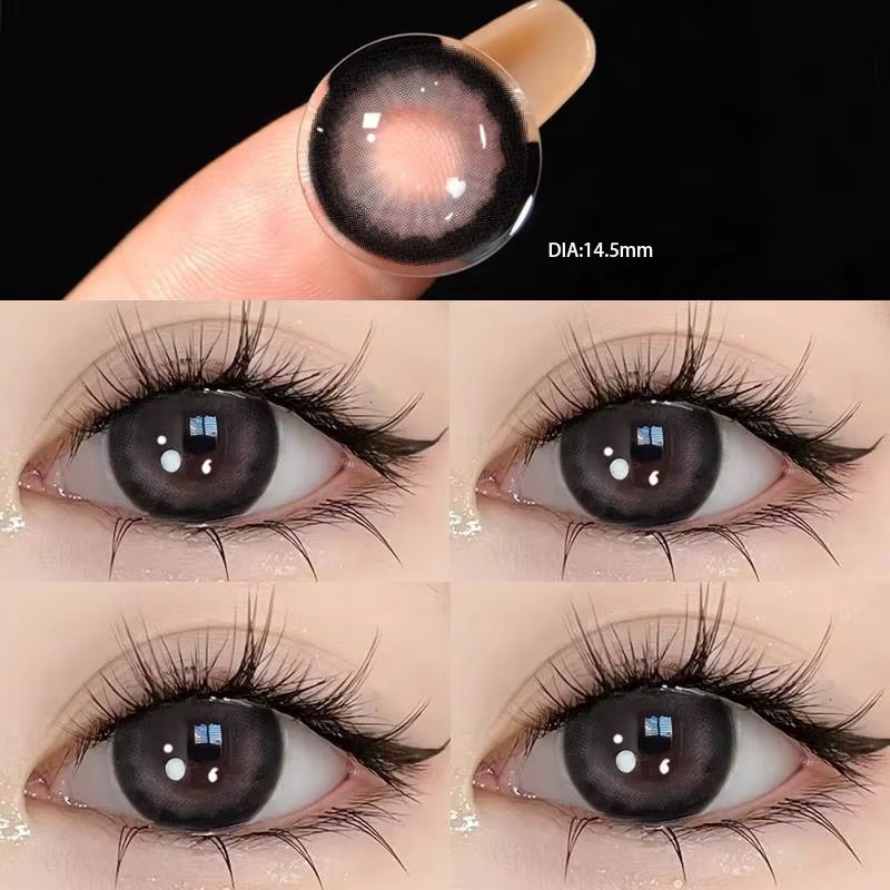 1 paire de lentilles de Contact de couleur pour les yeux, lentille grise ambre naturelle annuelle, cosmétiques, lunettes souples, beauté, mode élève avec lentilles