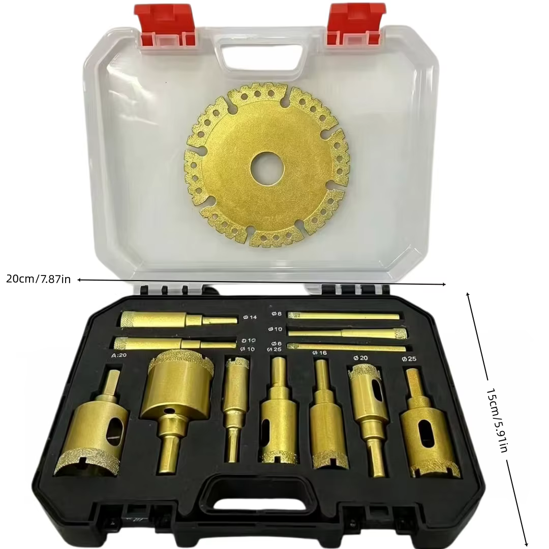 Kit de 13 scies cloches diamantées pour perçage à sec et humide