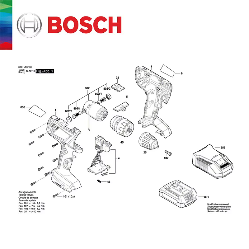 Bosch GSB 180 GSR 180 Électrique Perceuses à Percussion Commutateurs Pinces Boîtiers Embrayages Moteurs De Rechange Accessoires Partie