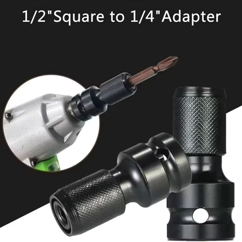 Adaptateur de mandrin de perceuse, adaptateur de douille hexagonale, entraînement 1/2" vers embouts de perçage à percussion 1/4", adaptateur de charge rapide pour outils électriques