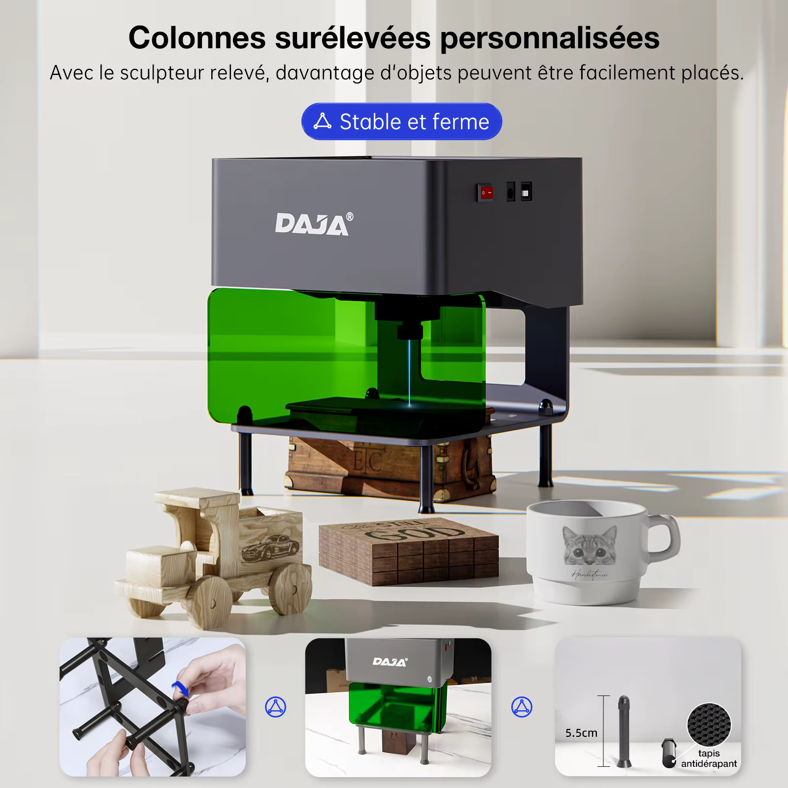 DAJA DJ6 Mini graveur Laser Portable bricolage Bluetooth Machine peint chien étiquette papier cuir en bois plastique