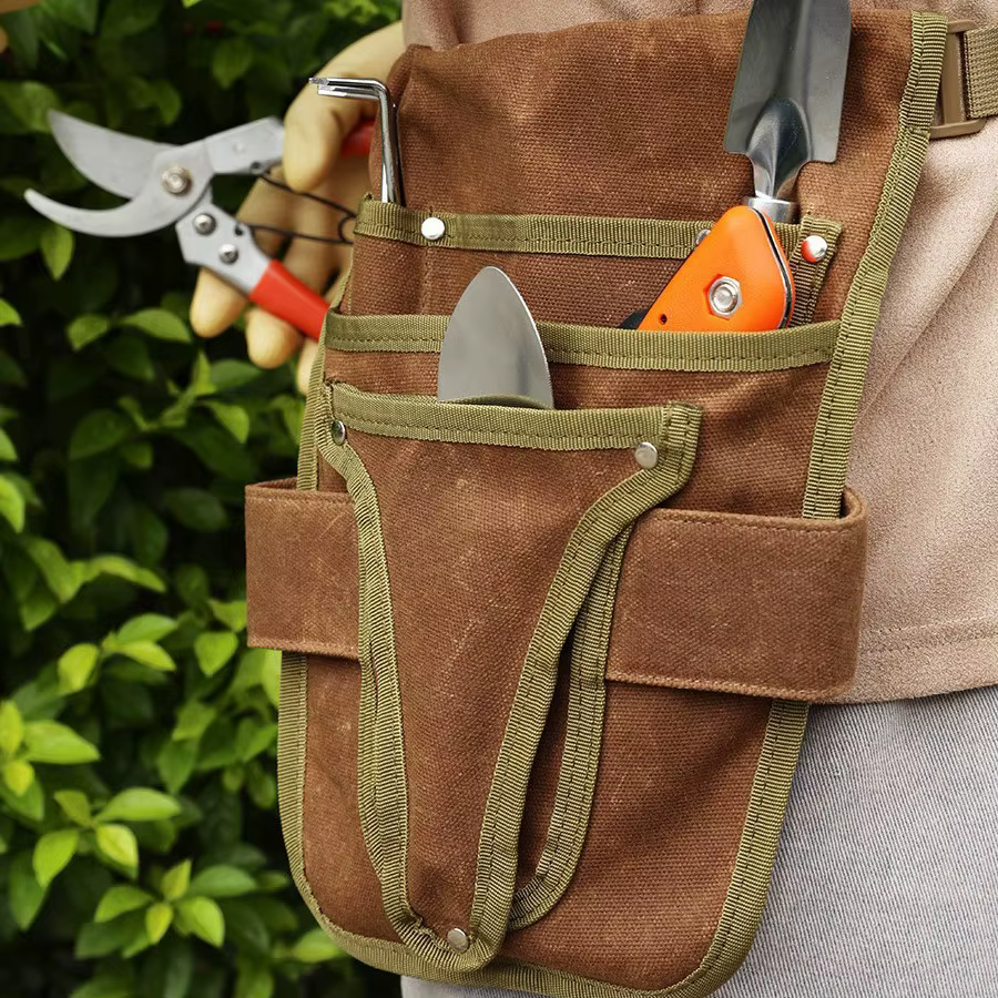 Sacoche de ceinture pour outils de jardin en toile, sac à outils avec plusieurs poches de rangement, imperméable, portable, pour hommes et femmes, sac à outils durable