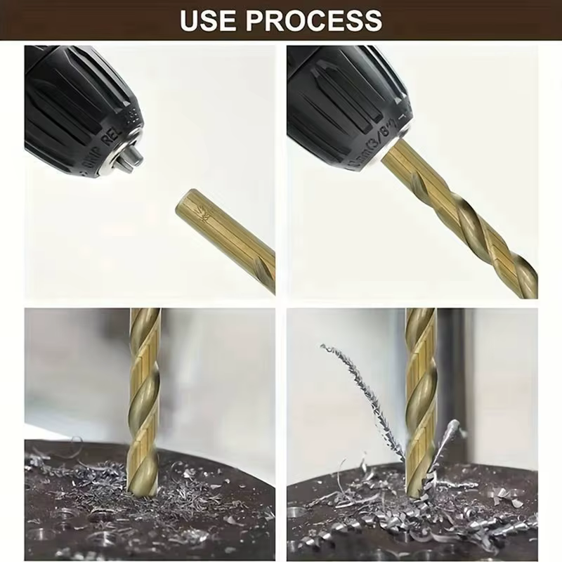 Perceuse hélicoïdale à meulage complet de qualité industrielle 60 pièces boîte de forage à tige ronde en acier rapide