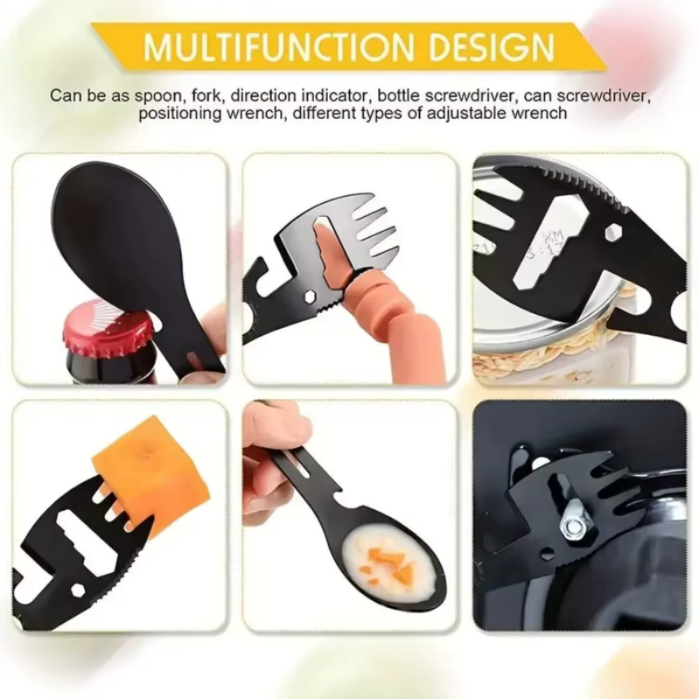Nouveau Couteau Sifflet Multifonctionnel 2026 pour Camping en Plein Air, Survie, Cuillère-Tournevis de Cuisine, Clé Multifonction, Ouvre-Bouteille
