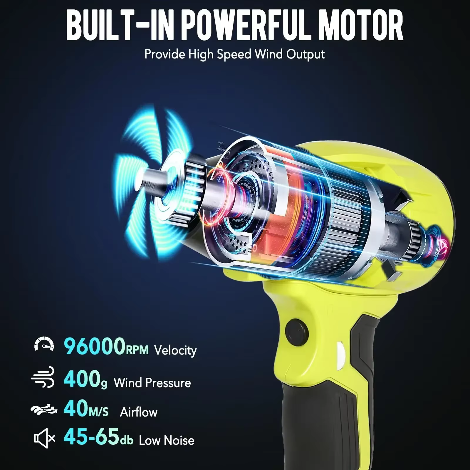 Pour Ryobi 18V Li-ion batterie 350W portable électrique Violent pistolet à Air ventilateur sans fil feuilles