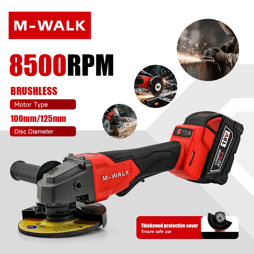 Meuleuse d'angle sans balais haute vitesse M-WALK 8500 tr/min 100/125 mm avec protection de sécurité