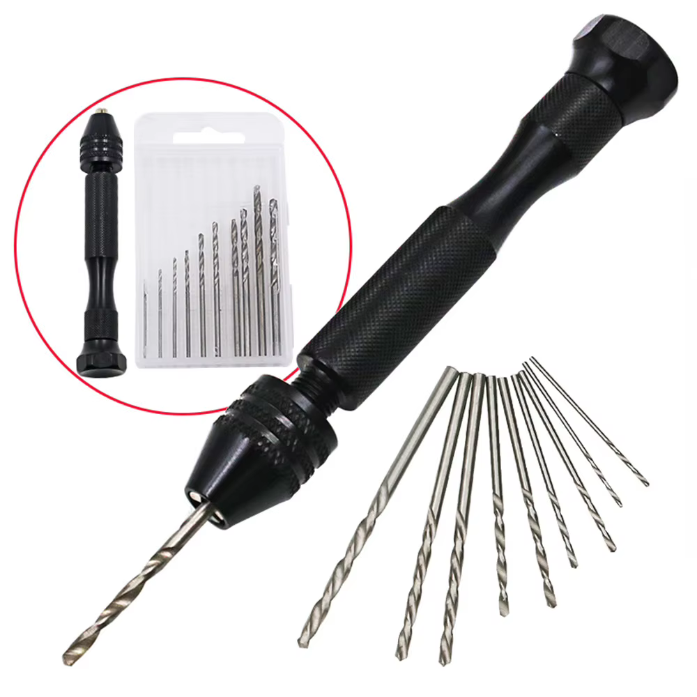 ESPLB foret à main avec 10 pièces/20 pièces forets hélicoïdaux outils rotatifs Mini Micro alliage d'aluminium