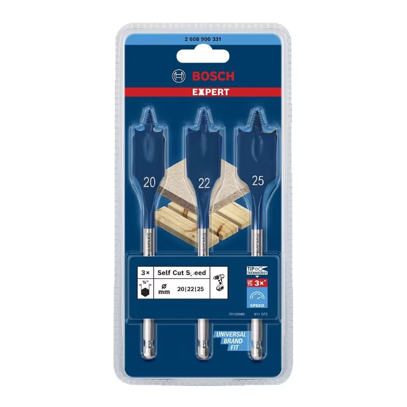 BOSCH EXPERT 2608900331 Jeu de 3 forets auto-établissants à vitesse rapide pour perçage