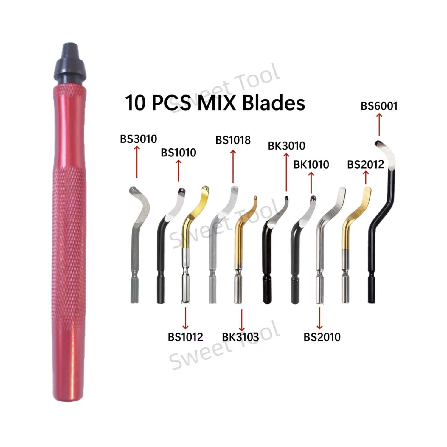 Kit d'outils d'ébavurage RB1228 avec 10 lames mixtes