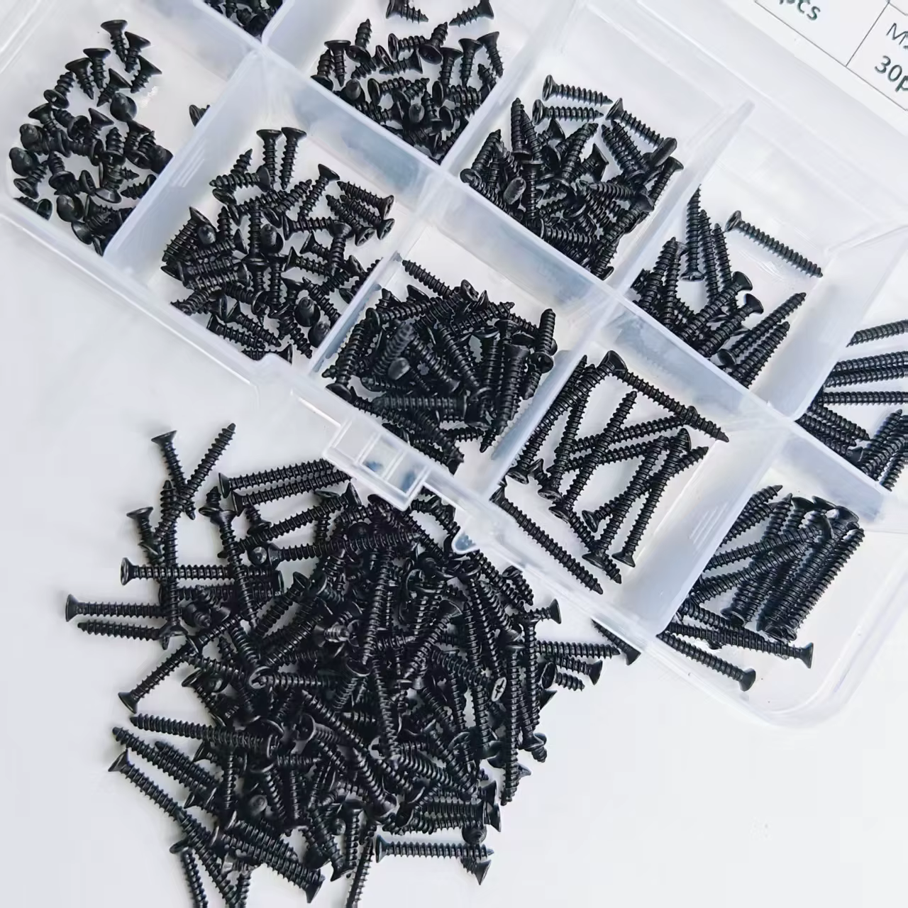 Jeu de vis autotaraudeuses M2 de 300 pièces en différentes tailles et styles - assemblage d'appareils comprenant des boîtes de rangement pratiques