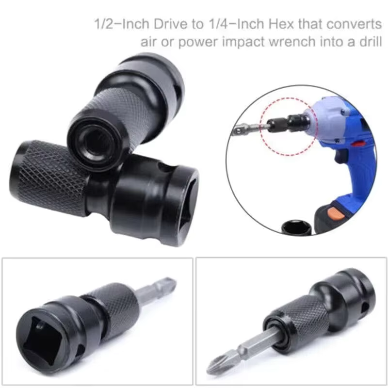 Adaptateur de mandrin de perceuse, adaptateur de douille hexagonale, entraînement 1/2" vers embouts de perçage à percussion 1/4", adaptateur de charge rapide pour outils électriques