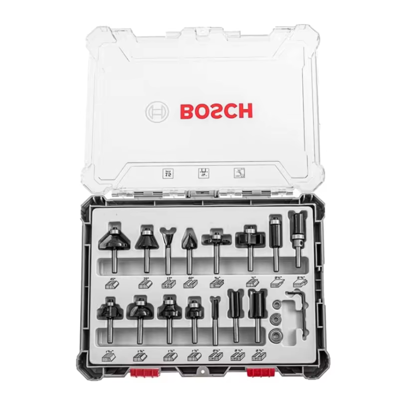 Jeu de fraises à queue de 1/4 po Bosch Professional pour le travail du bois