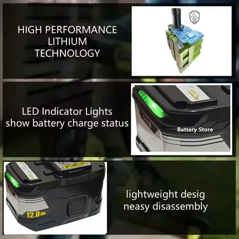 Nouvelle batterie haute performance RYOBI 18V 12.0Ah-15C l-ion adaptée à tous les outils électriques de la série P104 P108 P109 RB18L50 RB18L20