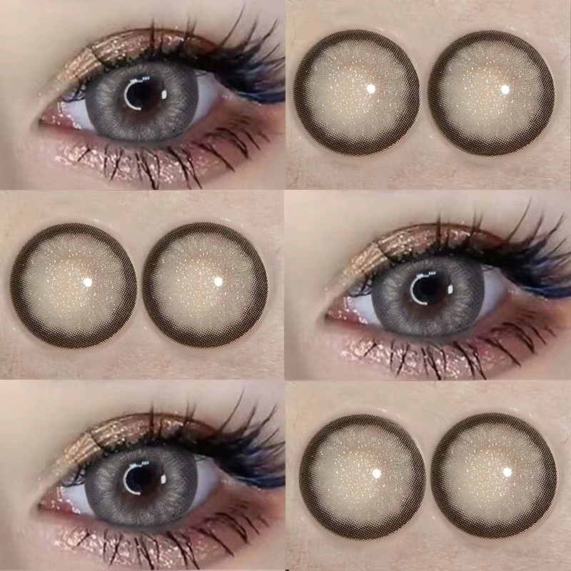 1 paire de lentilles de Contact de couleur pour les yeux, lentille grise ambre naturelle annuelle, cosmétiques, lunettes souples, beauté, mode élève avec lentilles