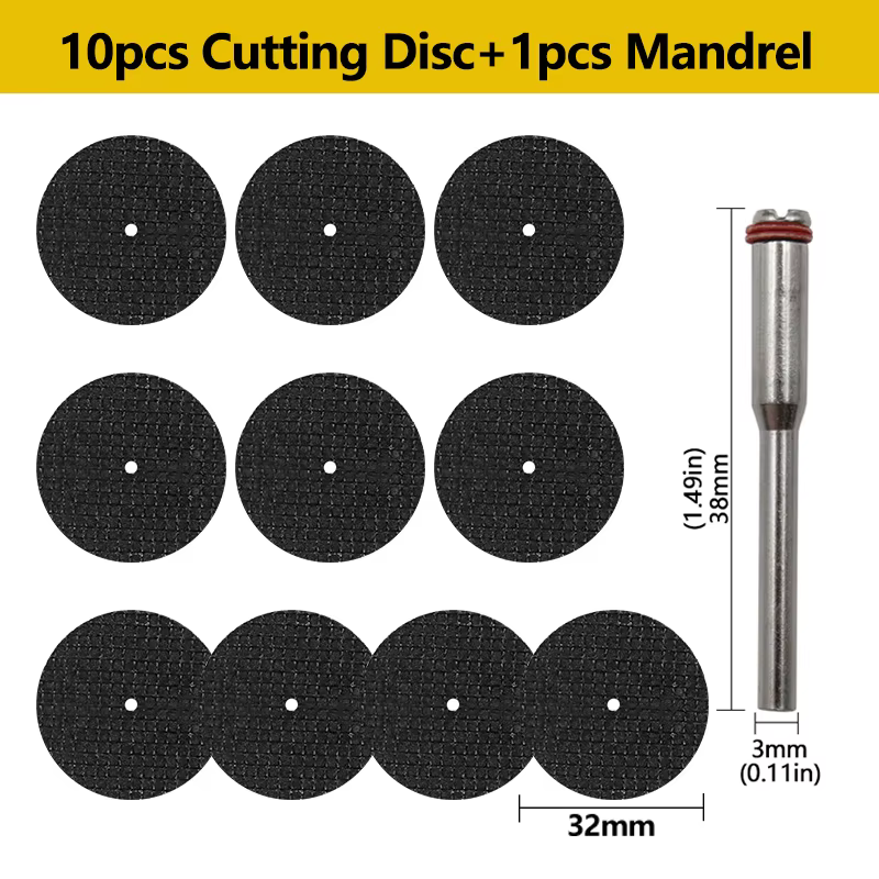 Disque de coupe abrasif 32mm avec mandrins de meulage pour accessoires Dremel