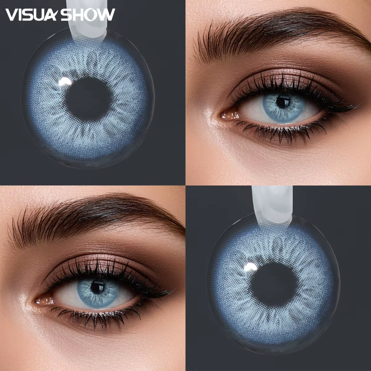 VISUASHOW Lentilles de contact souples colorées naturelles de 14,20 mm, pour le maquillage quotidien des femmes, le campus, le bureau, les trajets domicile-travail, les rendez-vous et les sorties déco