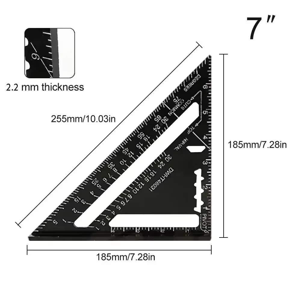 Règle triangulaire de 7 pouces en alliage d'aluminium