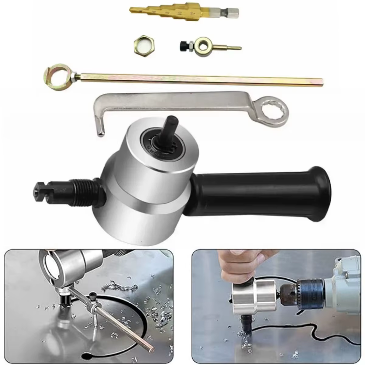 Perceuse électrique fixation plaque de Modification poinçon ciseaux tôle grignoteuse coupe réglable