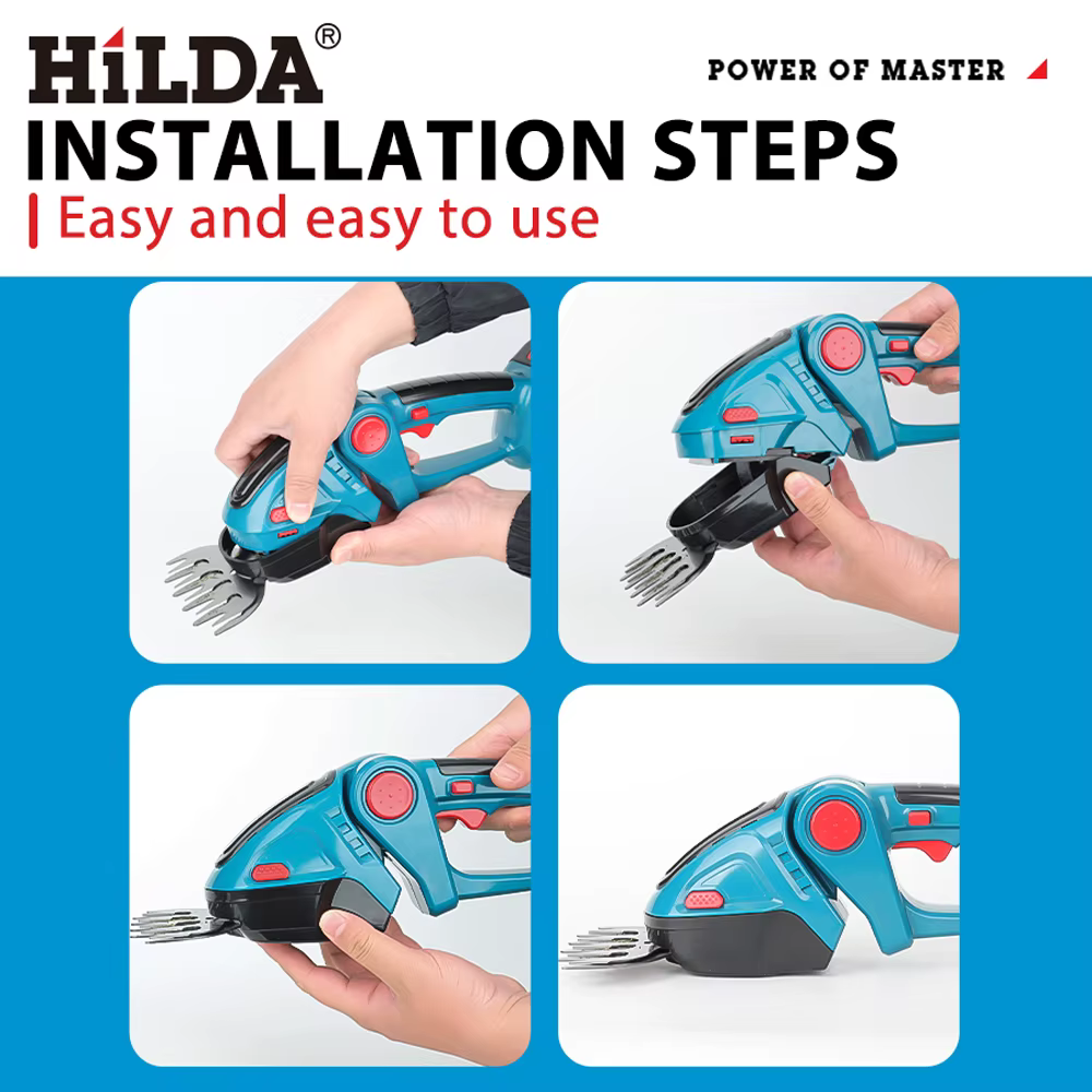 HILDA 2 IN1 taille-haie électrique sans fil portable désherbage taille cisaille tondeuse à arbustes outil de jardin pour Makita 18V batterie