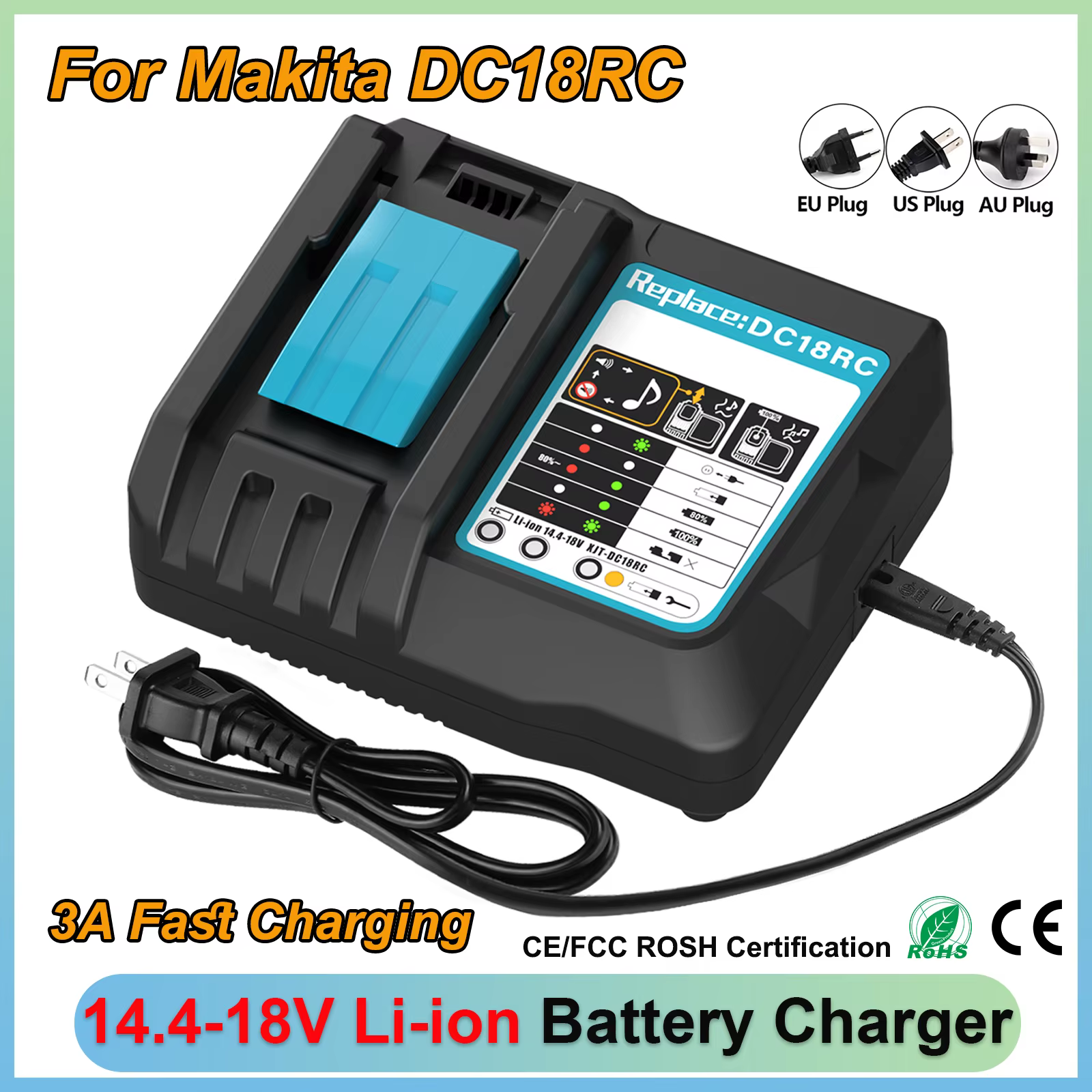 Chargeur de batterie Li-ion DC18RC pour Makita 18V BL1830 BL1815 14.4V BL1430
