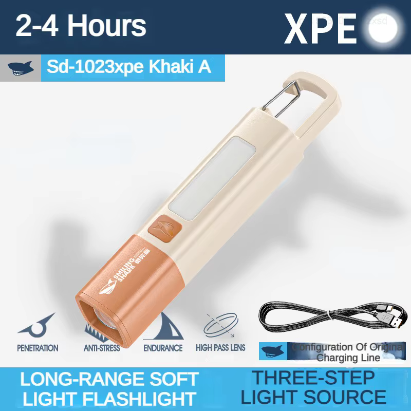Nouvelle lampe torche multifonction portable, lumières puissantes, focalisation variable avec projecteur latéral, éclairage d'urgence extérieur haute luminosité