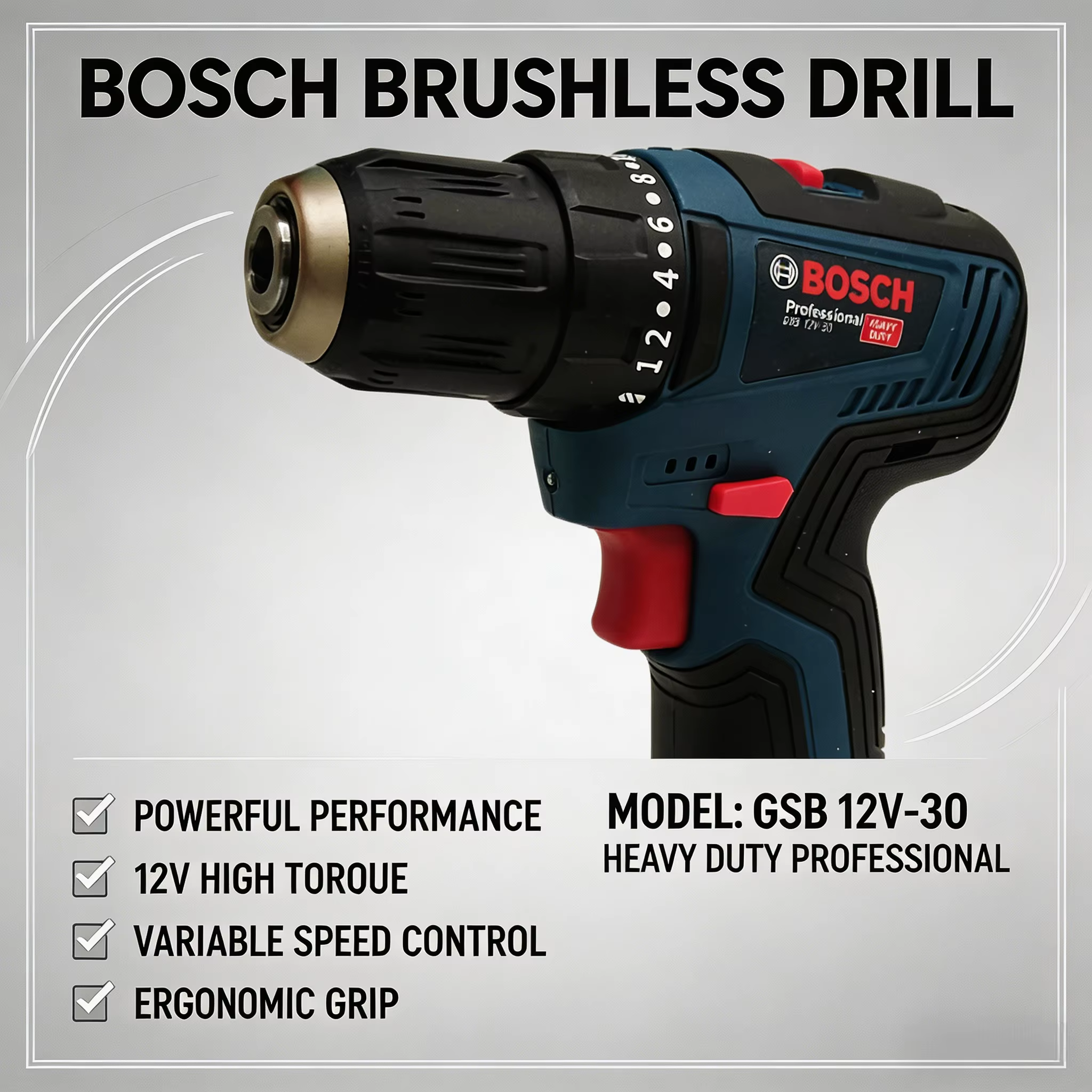Perceuse à percussion sans fil professionnelle BOSCH GSB12V-30