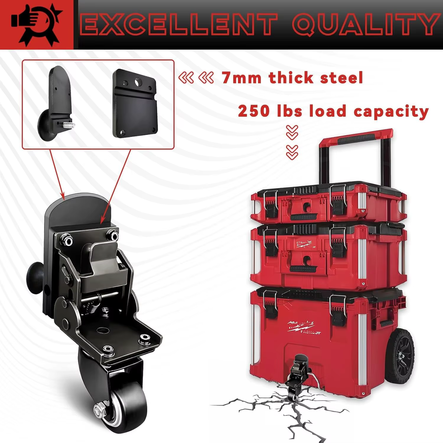 Kit de roues avant Packout compatible avec la boîte à outils roulante