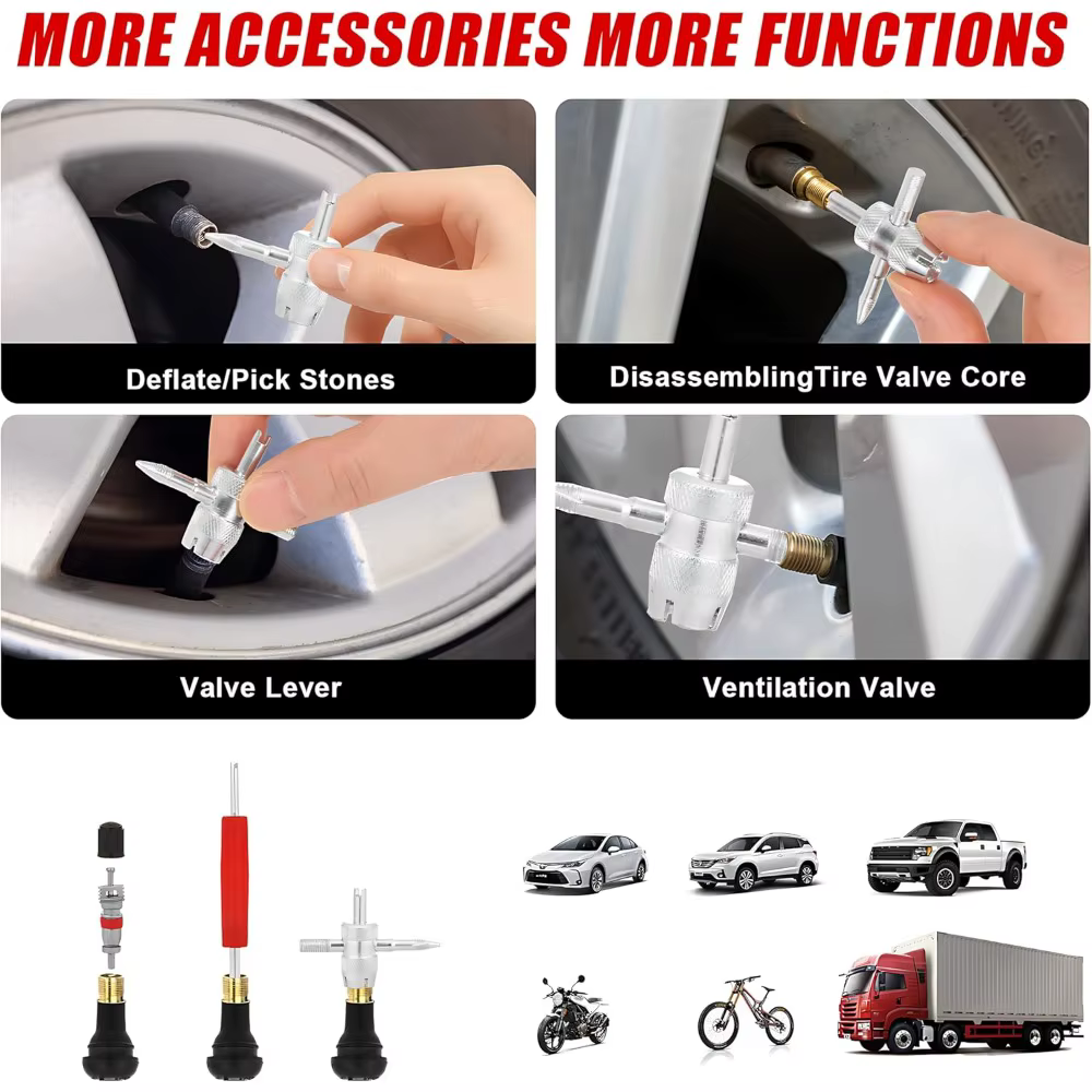 Nouvel ensemble d'outils pour valve de pneu de voiture, extracteur de noyau de valve, outils de remplacement rapide pour remplacer les valves qui ont des fuites