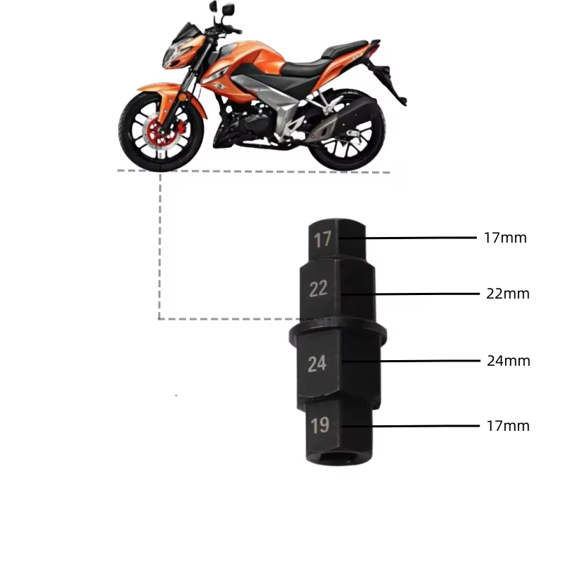 Kit d'outils de réparation de moto à axe hexagonal 4 en 1 de 3/8 pouces robuste-acier cr-v antirouille pour douilles