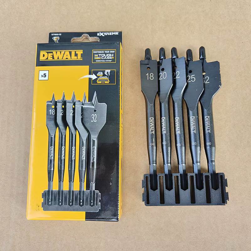 DEWALT DT70832 Ensemble de 5 forets plats EXTREME 18/20/22/25/32 mm à tige hexagonale pour le bois avec organisateur de rangement