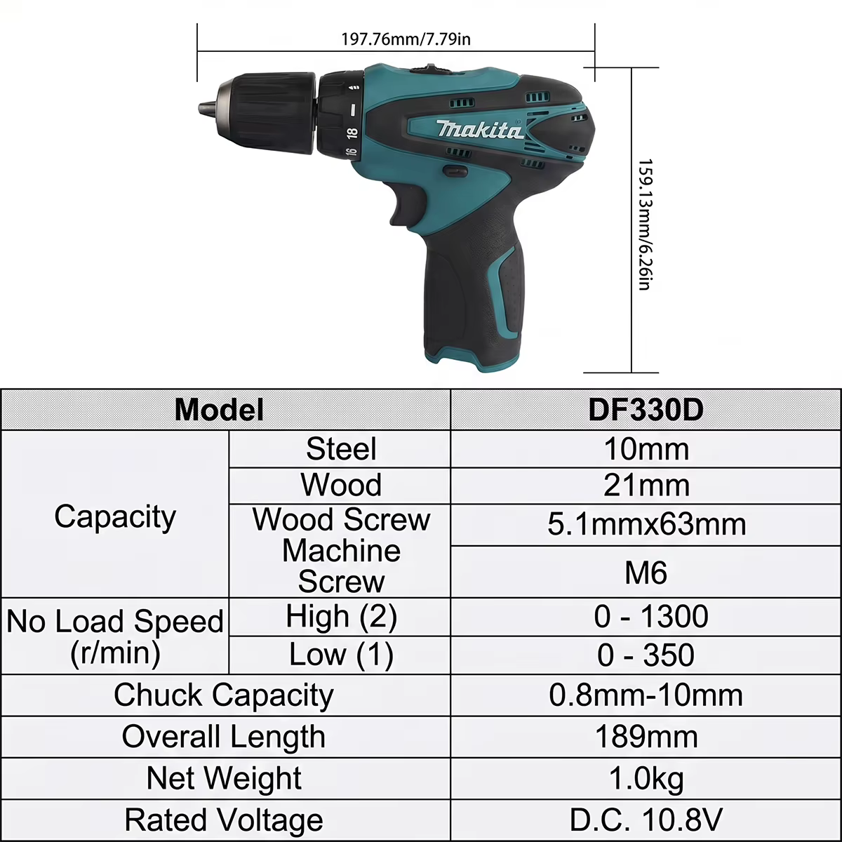 Perceuse-visseuse sans fil Makita DF330D 10