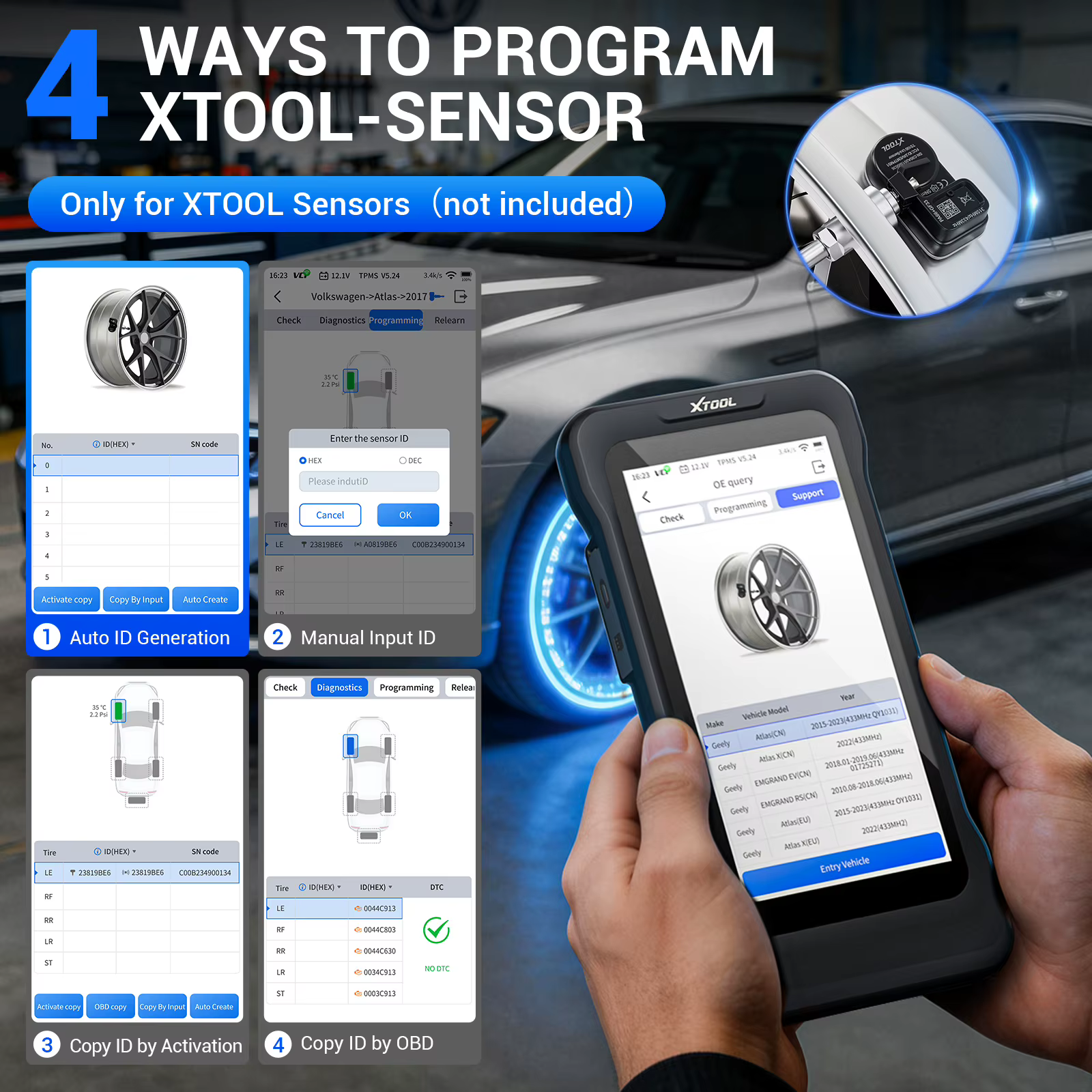 2026 XTOOL TP380 Scanner de programmation TPMS 5 systèmes Outil de diagnostic