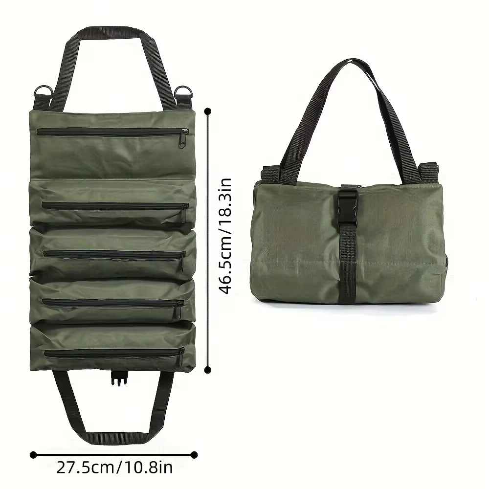 Sac à outils enroulable robuste-organisateur multi-outils en tissu Oxford rangement de garage tout-en-un pour mécaniciens/électriciens/charpentier