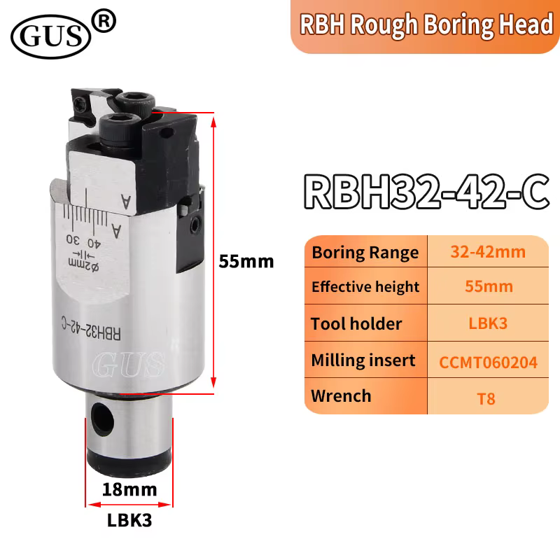 RBH Tête de fraise à aléser réglable à double tranchant RBH19-25 RBH25-33 RBH32-42 RBH40-55 RBH52-70 Porte-outil alésage CKB LBK LBK1
