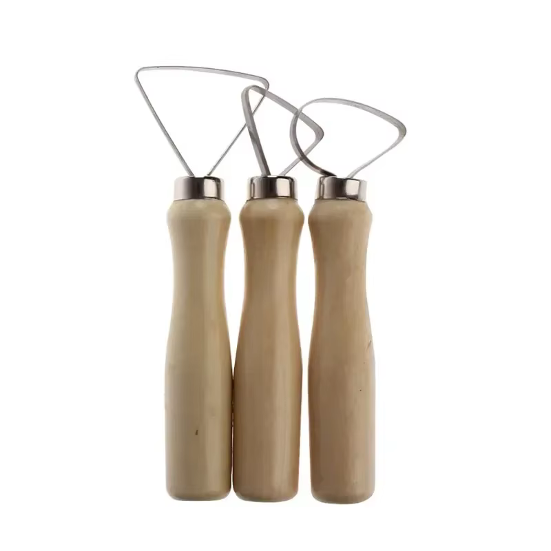 Outil de boucle de sculpture en argile de poterie en bois, fil plat en acier inoxydable, outils parfaits, 10 pièces