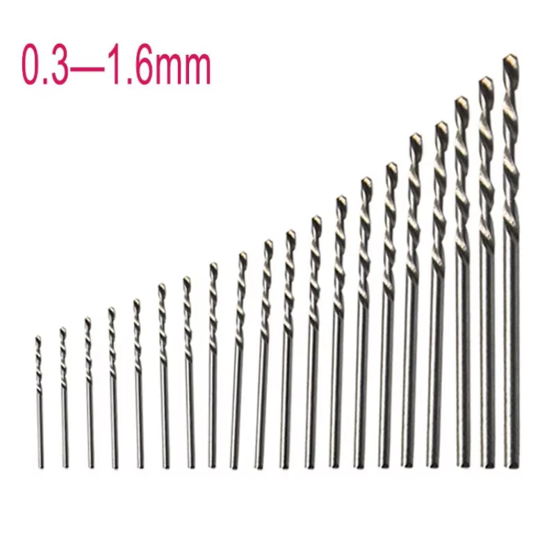 20 pièces 0.3mm-1.6mm HSS foret hélicoïdal Mini perceuse à main perforateur Micro jeu