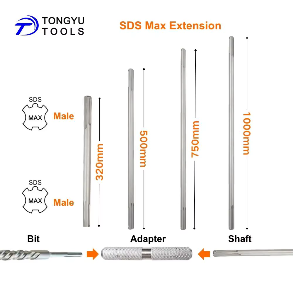 Tige d'extension SDS Max avec adaptateur de coupleur Max-Lock pour marteau perforateur
