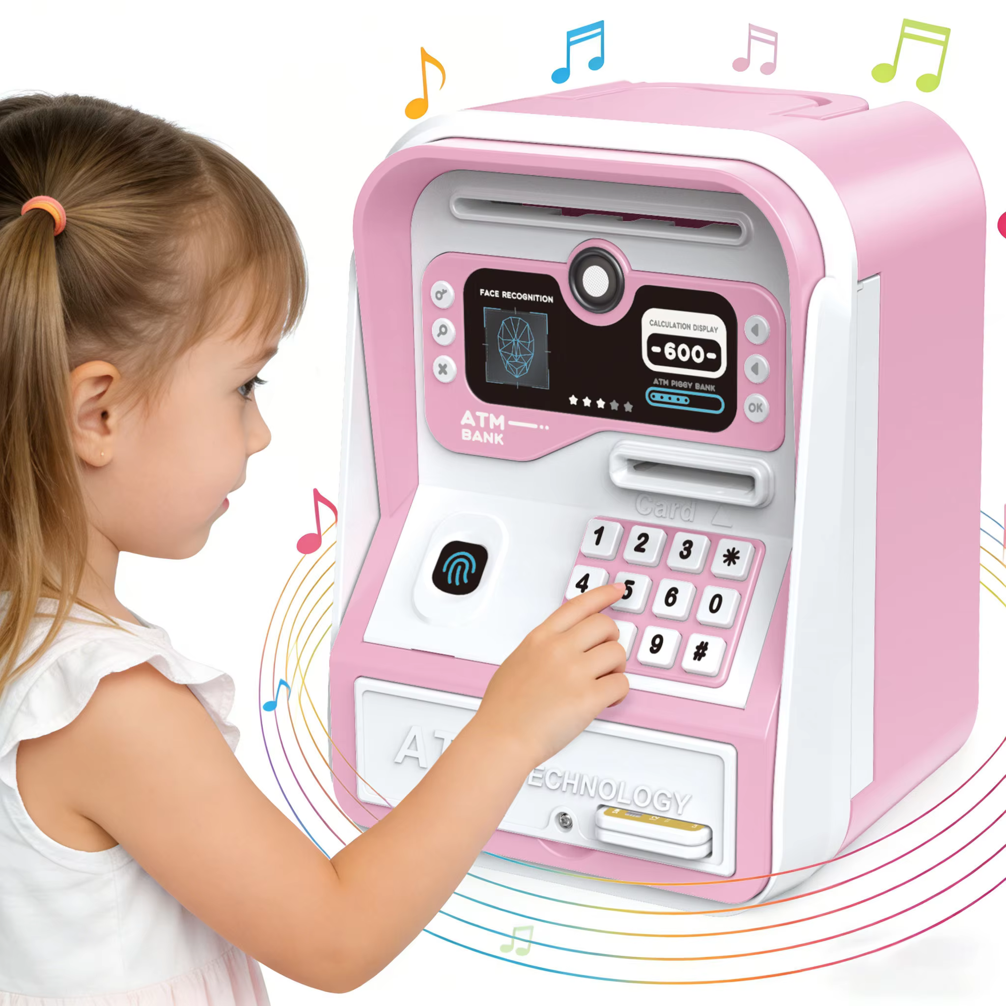 Tirelire ATM interactive avec mot de passe simulé, jouet créatif pour enfants, cadeau de Noël, pour apprendre à économiser et à gérer les finances
