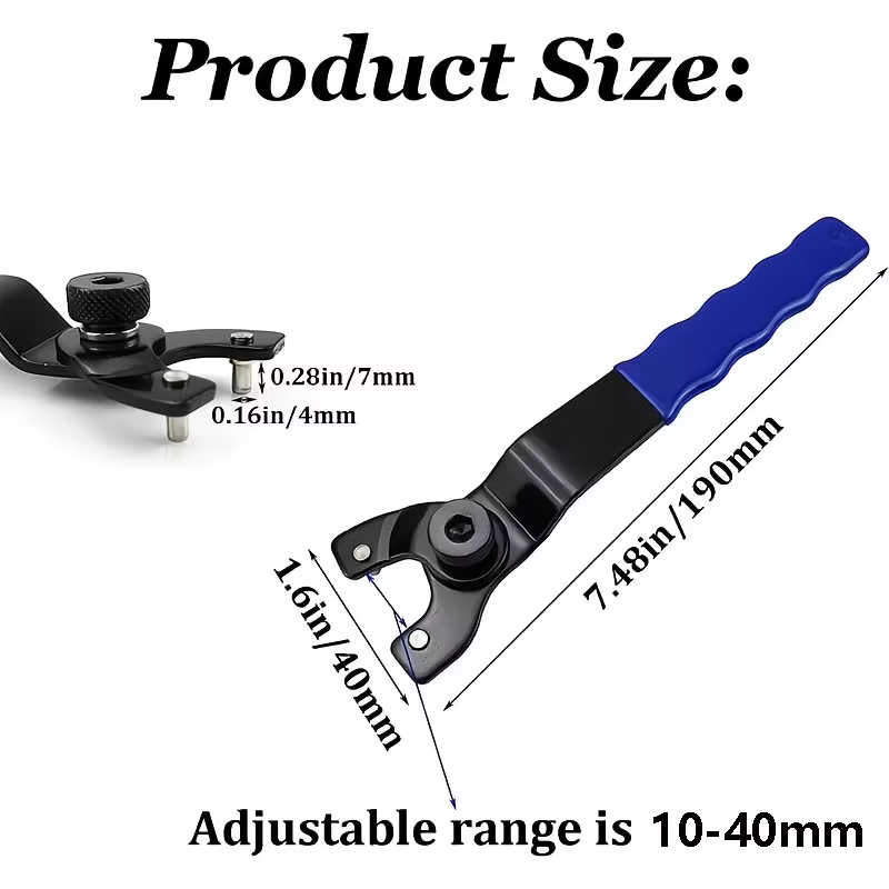 Clé pour meuleuse d'angle réglable avec poignée en plastique